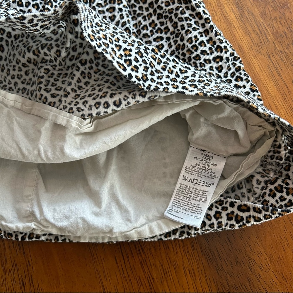 GAP Leopard Print Corduroy Dress | Girl Size 4 | Neutral Sleeveless Button Back - Picture 5 of 10
